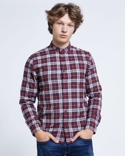 Paul Galvin Wine Check Grandad Shirt